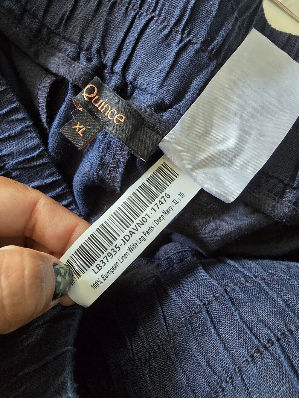 Quince European Linen Wide-Leg Pants Deep Navy XL - Picture 6 of 8
